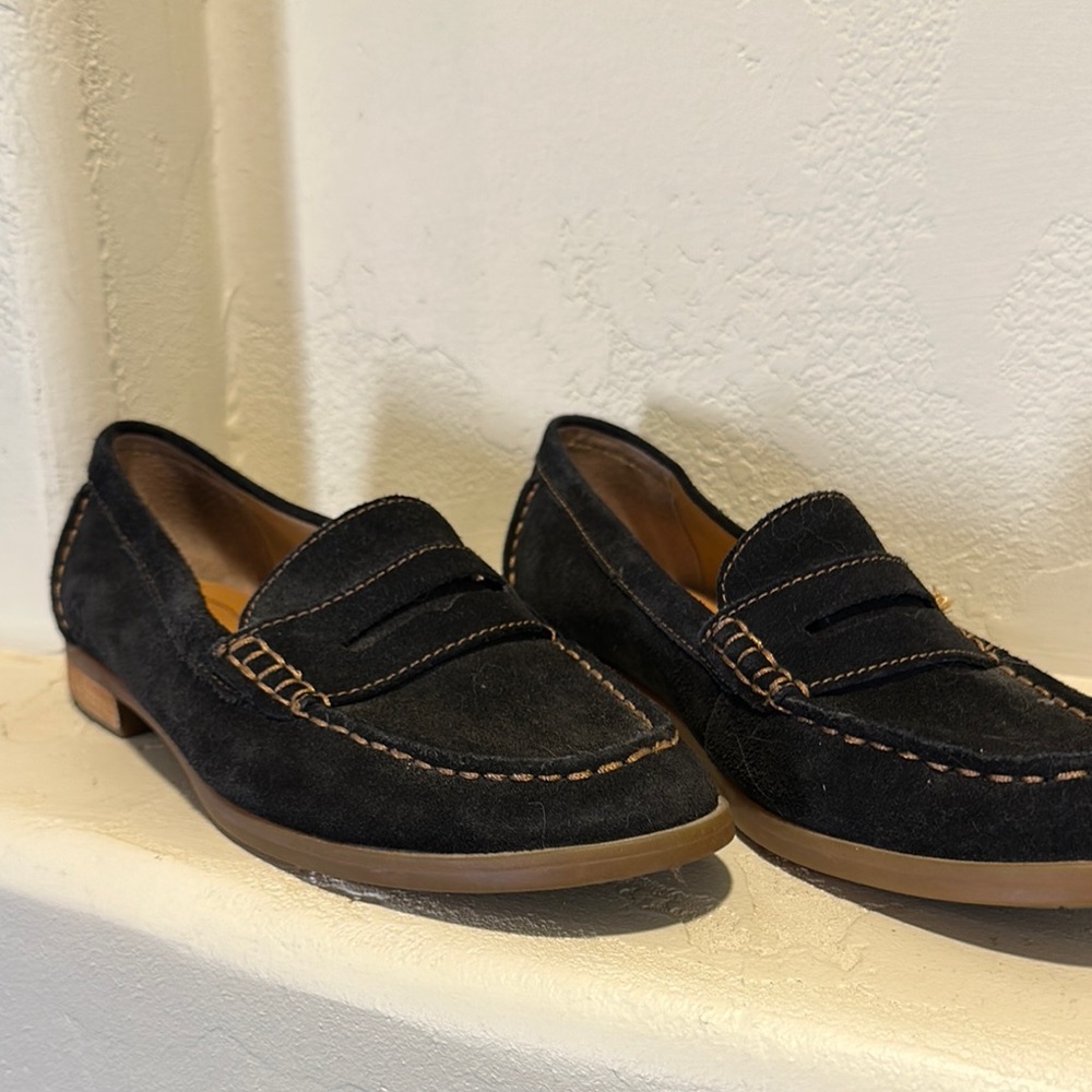 Born Black Suede Penny Loafers